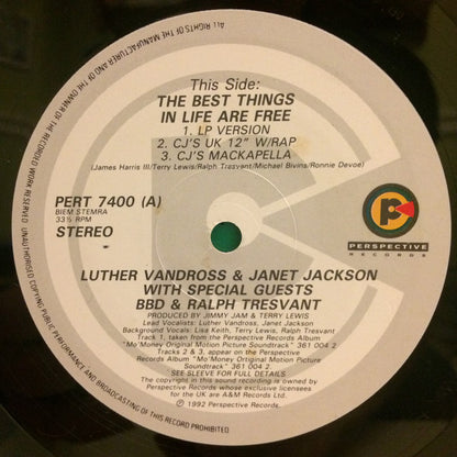 Luther Vandross & Janet Jackson With Special Guests Bell Biv Devoe & Ralph Tresvant : The Best Things In Life Are Free (12", EP)