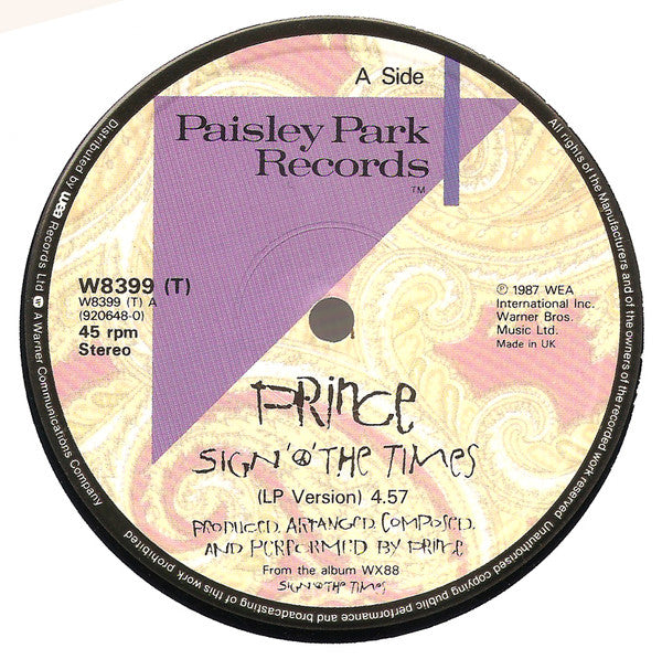 Prince : Sign "O" The Times (12", Single)