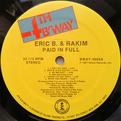 Eric B. & Rakim : Paid In Full (LP, Album)