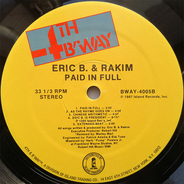 Eric B. & Rakim : Paid In Full (LP, Album)