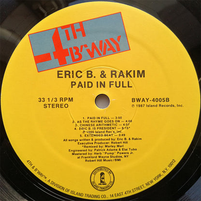 Eric B. & Rakim : Paid In Full (LP, Album)