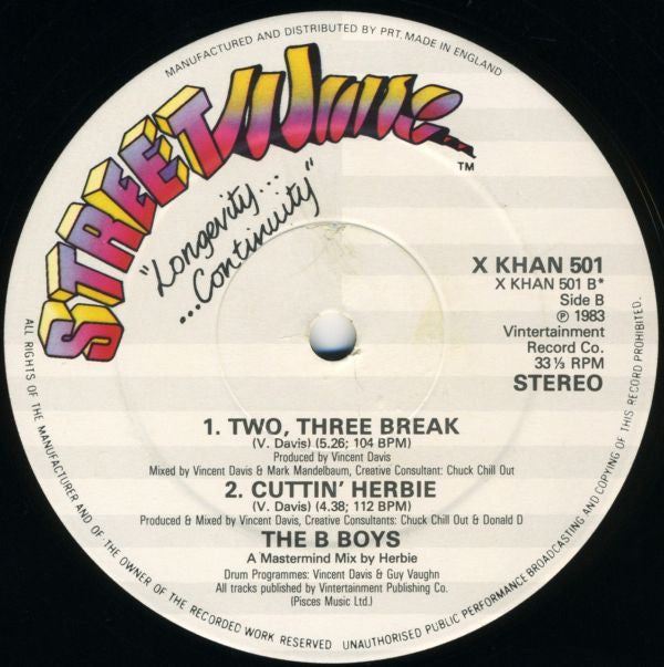The B-Boys : Cuttin' Herbie / Two Three Break (12", P/Mixed)