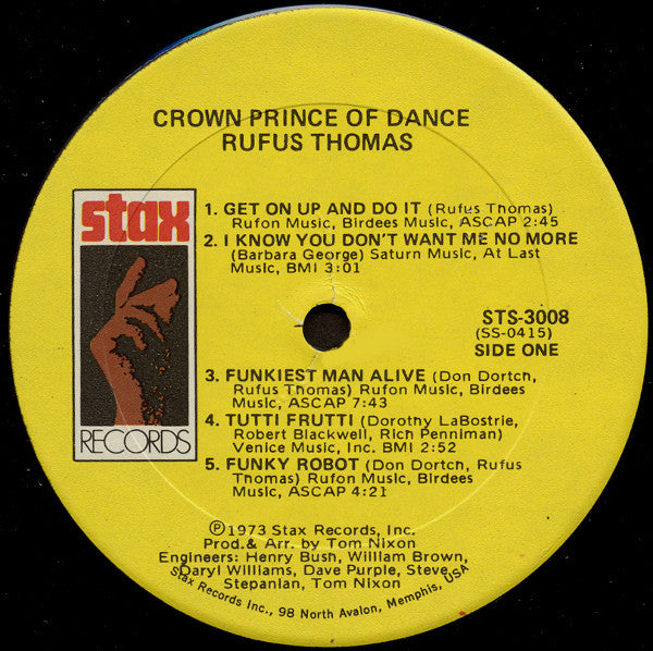 Rufus Thomas : Crown Prince Of Dance (LP, Album, Son)
