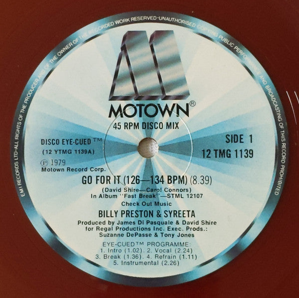 Billy Preston & Syreeta : Go For It (12", Single, Bro)