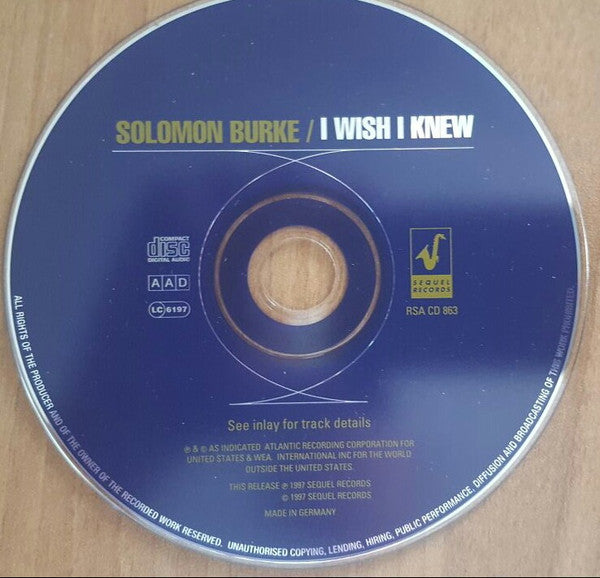 Solomon Burke : I Wish I Knew (CD, Album, Mono, RE)
