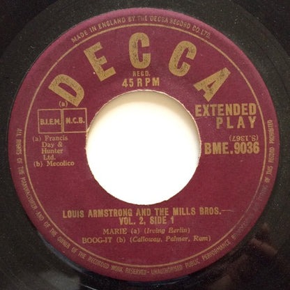 Louis Armstrong, The Mills Brothers : Louis Armstrong And The Mills Brothers Vol. 2 (7", EP)