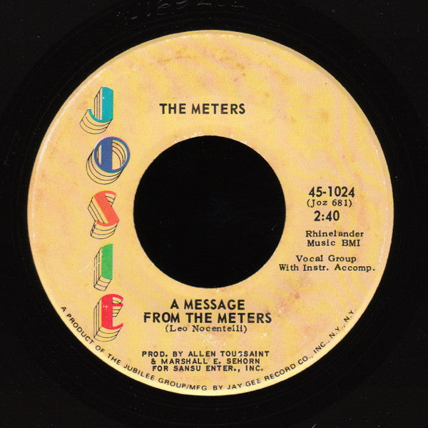 The Meters : A Message From The Meters / Zony Mash (7", Single, Roc)