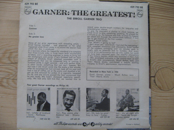 Erroll Garner Trio : Garner : The Greatest (7")