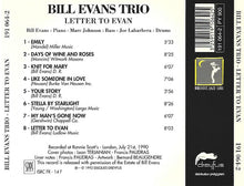 The Bill Evans Trio : Letter To Evan (CD, Album)