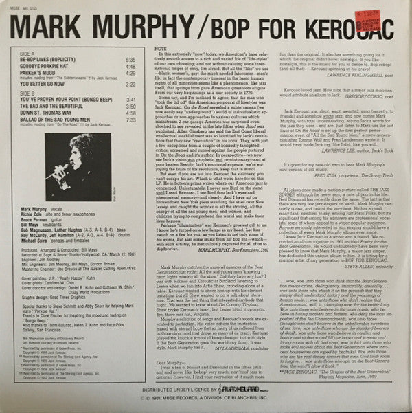 Mark Murphy : Bop For Kerouac (LP)