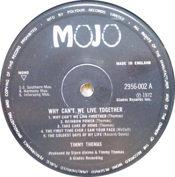 Timmy Thomas : Why Can't  We Live Together (LP, Album, Mono)