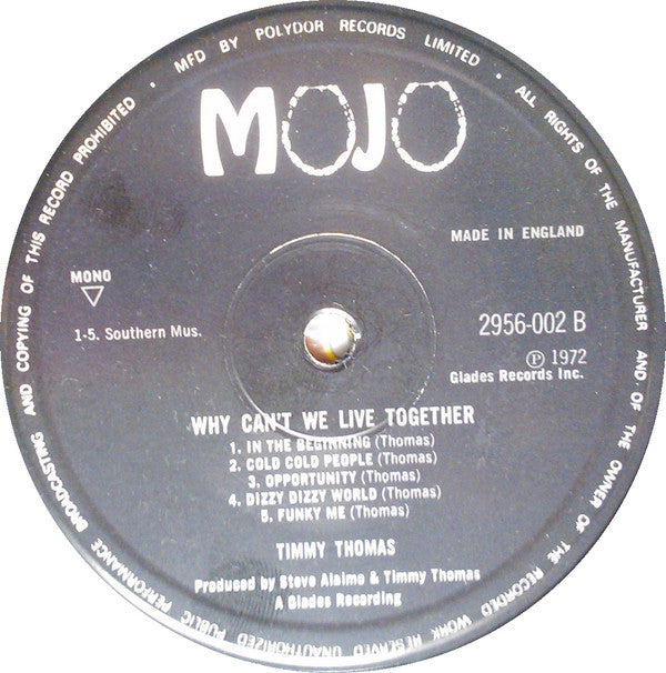 Timmy Thomas : Why Can't  We Live Together (LP, Album, Mono)