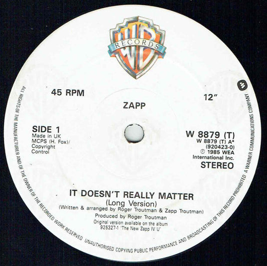 Zapp : It Doesn't Really Matter (12", Die)
