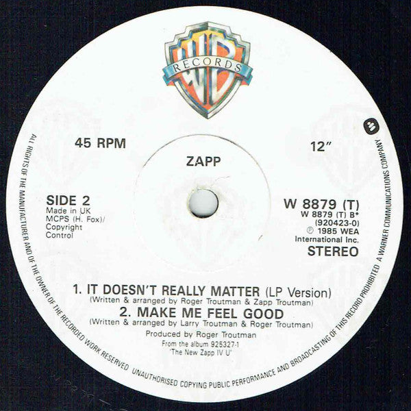 Zapp : It Doesn't Really Matter (12", Die)