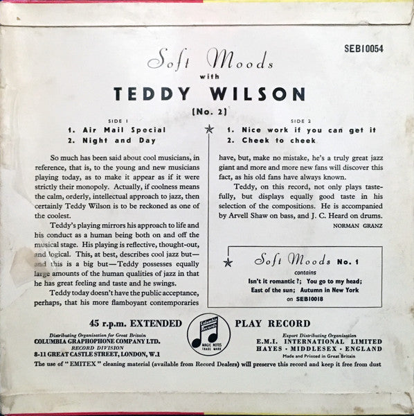 Teddy Wilson : Soft Moods With Teddy Wilson (No. 2) (7", EP)