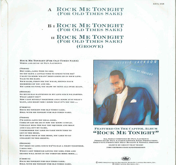 Freddie Jackson : Rock Me Tonight (For Old Times Sake) (12", Single, RE)
