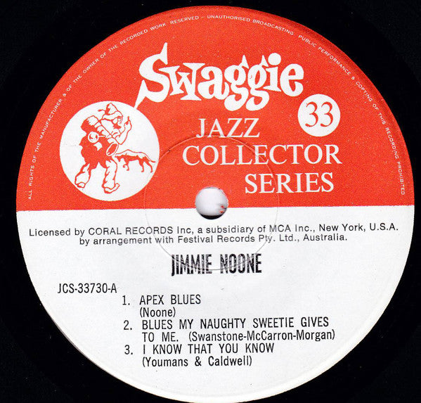 Jimmie Noone's Apex Club Orchestra : Jimmy Noone And His Apex Club Orchestra Vol. One (7", EP)