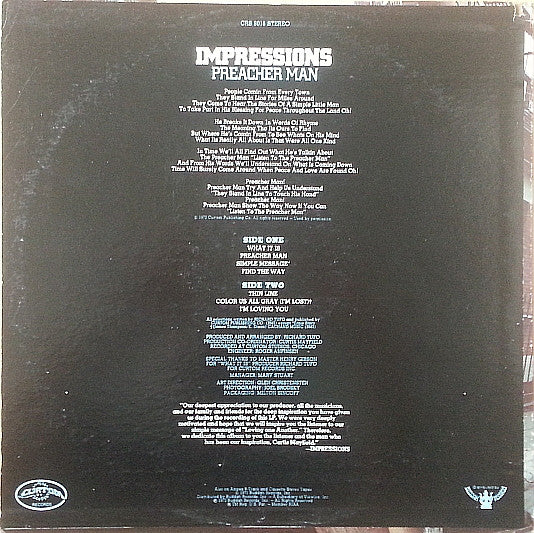 The Impressions : Preacher Man (LP, Album, Son)