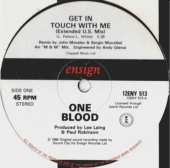 One Blood : Get In Touch With Me (12")