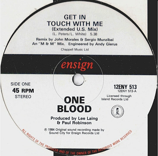 One Blood : Get In Touch With Me (12")