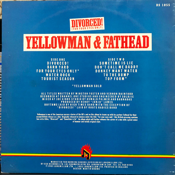 Yellowman & Fathead : Divorced! (For Your Eyes Only) (LP, Album)