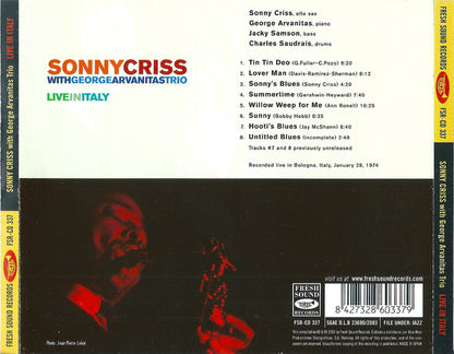 Sonny Criss with Georges Arvanitas Trio : Live In Italy (CD, Album, RE)