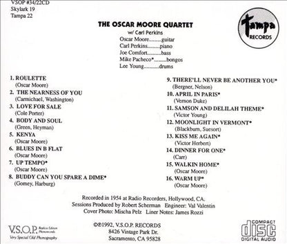 The Oscar Moore Quartet With Carl Perkins (4) : Oscar Moore (CD, Album, Comp, RE)