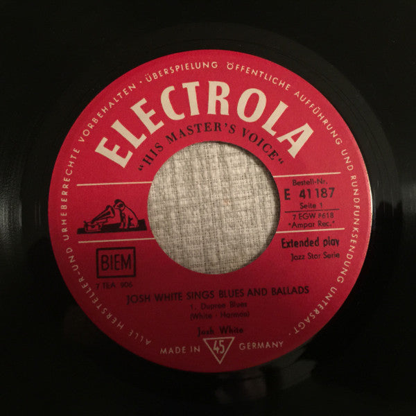Josh White : Josh White Sings Blues And Ballads (7", EP)