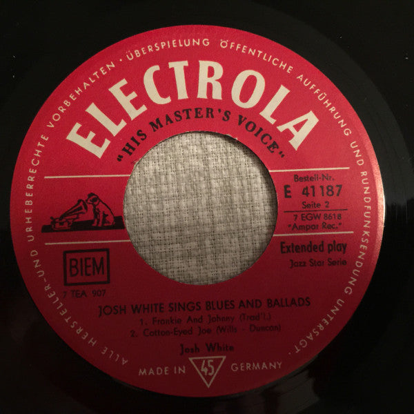 Josh White : Josh White Sings Blues And Ballads (7", EP)