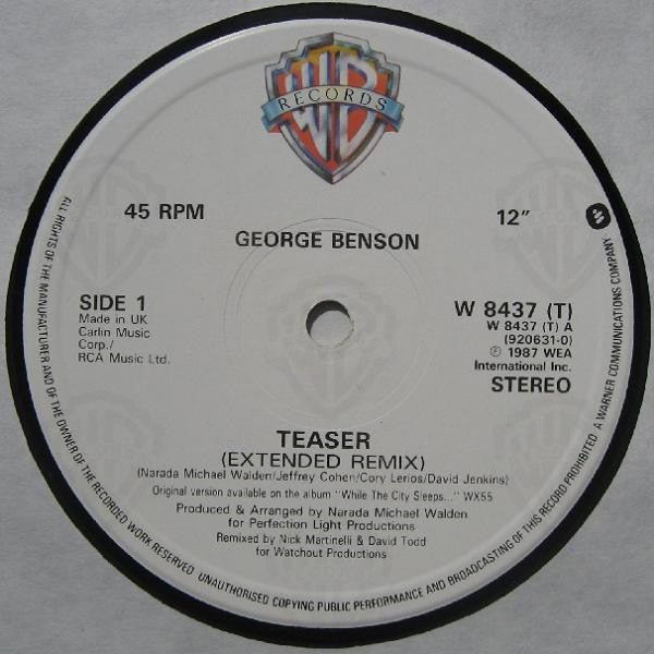 George Benson : Teaser (Extended Remix) (12")