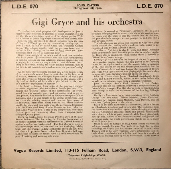 The Gigi Gryce Orchestra Featuring Clifford Brown : Jazz Time Paris Vol. 5 (10", Mono)