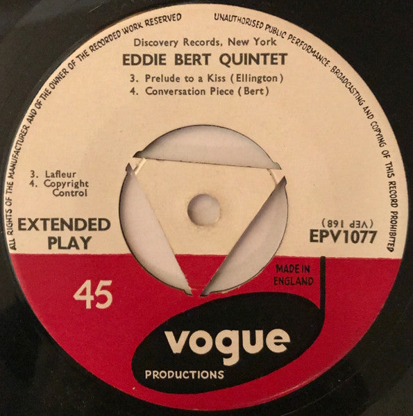 Eddie Bert Quintet : Vol. 1 (7", EP, Mono)