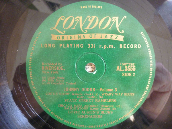 Johnny Dodds : Volume 3 (10", Comp, Mono)