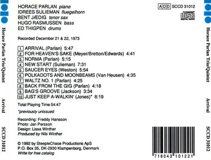 Horace Parlan : Arrival (CD, Album, RE)