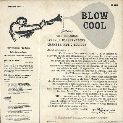 The Melrose Avenue Conservatory Chamber Music Society : Blow Cool (7", EP, Mono)