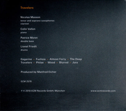 Nicolas Masson (2), Colin Vallon, Patrice Moret, Lionel Friedli : Travelers (CD, Album)