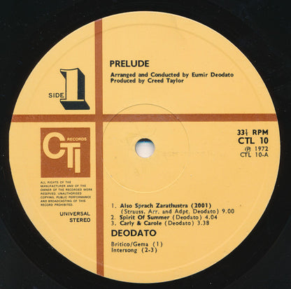 Eumir Deodato : Prelude (LP, Album, Gat)