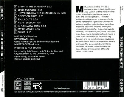 The Milt Jackson Quartet : Soul Route (CD, Album, RE, RM)