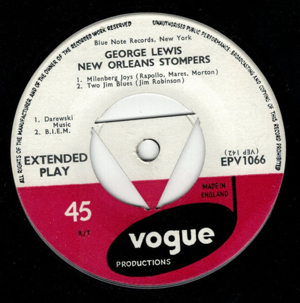 George Lewis And His New Orleans Stompers : New Orleans Jazz, Vol 1 (7", EP, RP)