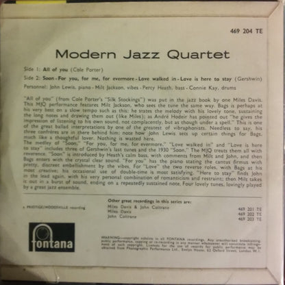 The Modern Jazz Quartet : All Of You / Medley (7", Mono)