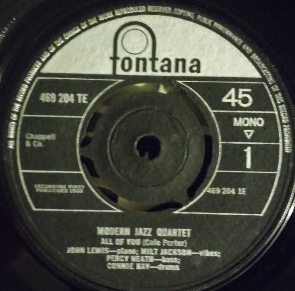 The Modern Jazz Quartet : All Of You / Medley (7", Mono)