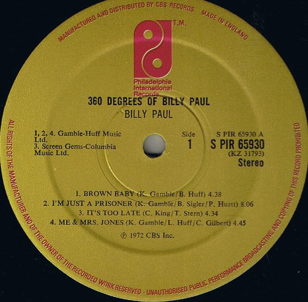 Billy Paul : 360 Degrees Of Billy Paul (LP, Album)