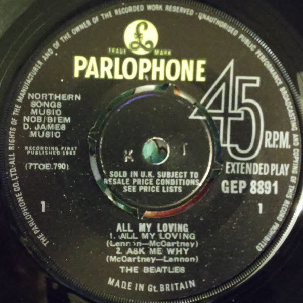 The Beatles : All My Loving (7", EP, RP)