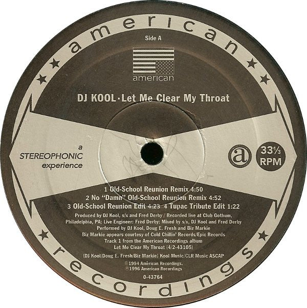 DJ Kool : Let Me Clear My Throat (12")