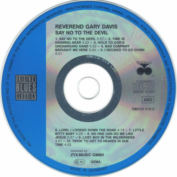 Reverend Gary Davis* : Say No To The Devil (CD, Album, RE, RM)