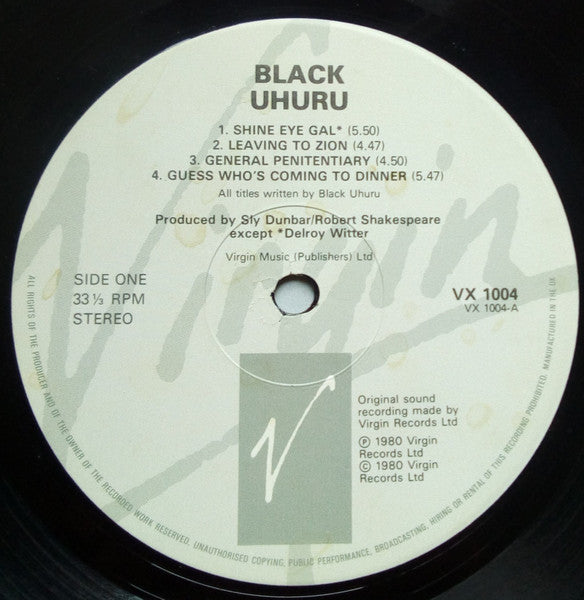 Black Uhuru : Black Uhuru (LP, Album, RE)