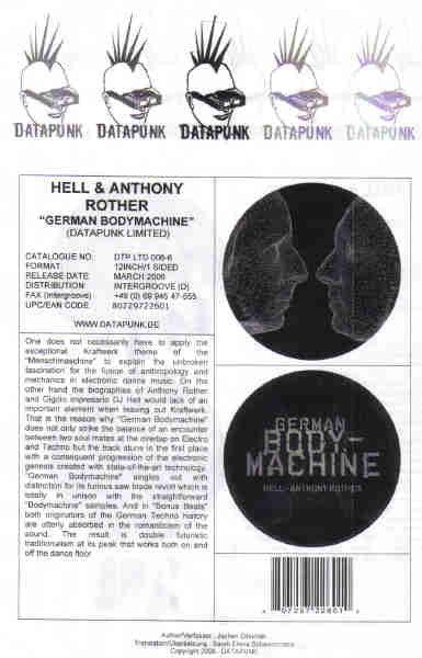 Hell + Anthony Rother : German Bodymachine (12", Promo)