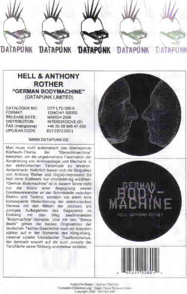 Hell + Anthony Rother : German Bodymachine (12", Promo)