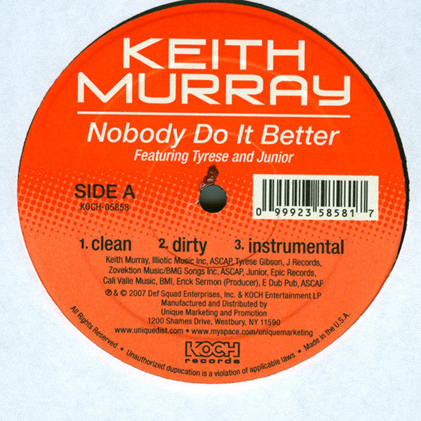 Keith Murray : Nobody Do It Better / Hustle On (12")