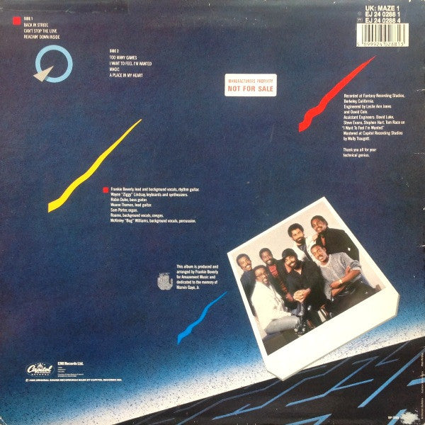 Maze Featuring Frankie Beverly : Can't Stop The Love (LP, Album)